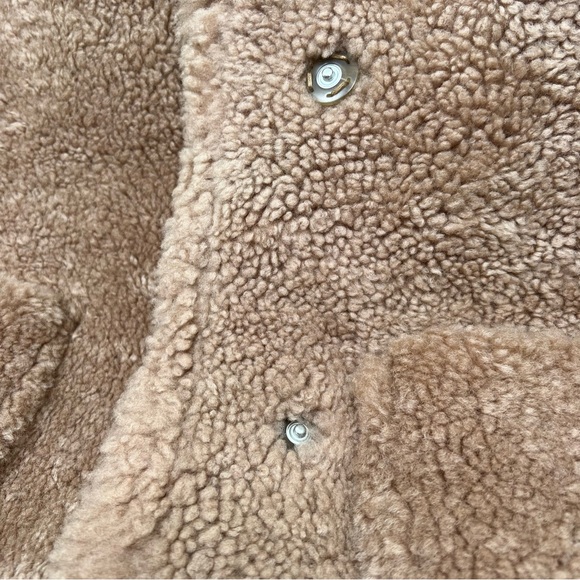 Yves Salomon Mateo Shearling Bomber Jacket Tan Size 42 US 4 100% Lamb Wool - Picture 5 of 10